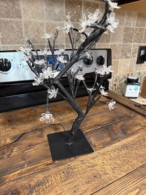 LED Decorative Cherry Blossom Tree Light - Black with Clear Flowers